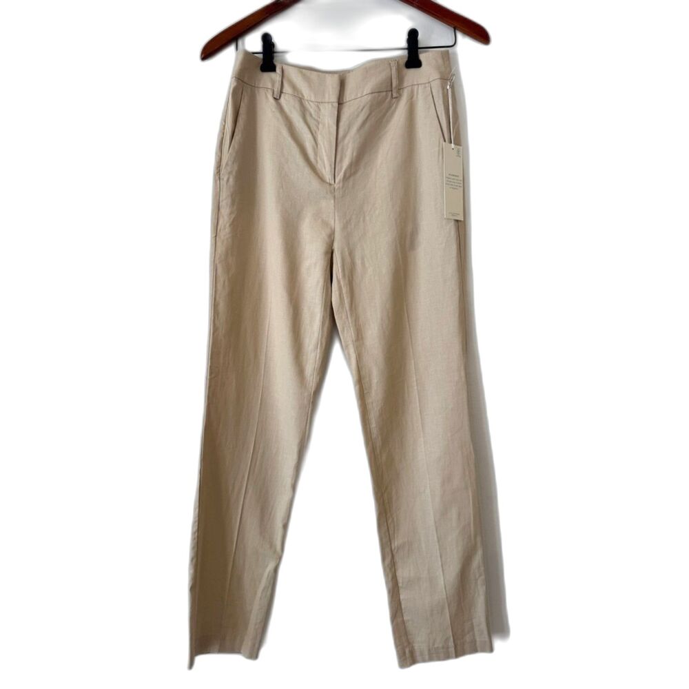 Calypso St. Barth Linen Blend Pants Straight Leg Size 0 NEW with tags Pockets